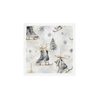 Blue Beige Winter Ice Skates Watercolor Snowflakes Illustration  Art Print Gallery Image 1