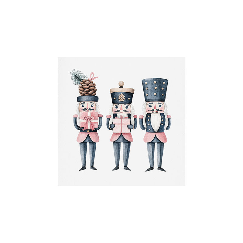 Blue Pink Watercolor Nutcracker Soldiers Art Print Gallery Image 1