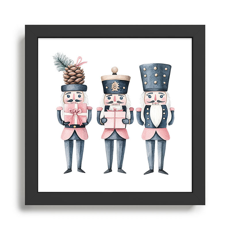 Blue Pink Watercolor Nutcracker Soldiers Framed Art Print Gallery Image 1