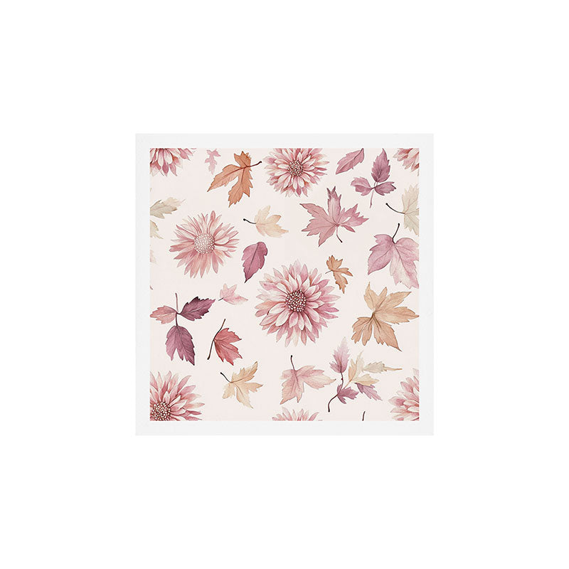 Blush Autumun Fall Flower and Leaves Watercolor All Over Art Print Gallery Image 1