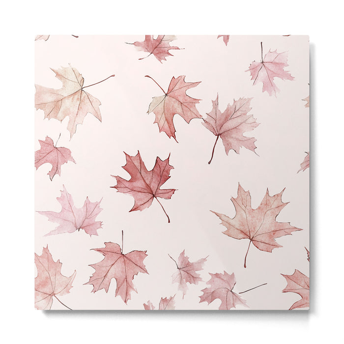 Blush Pink Autumn Fall Leaves Watercolor All Over Metal Print Gallery Image 1