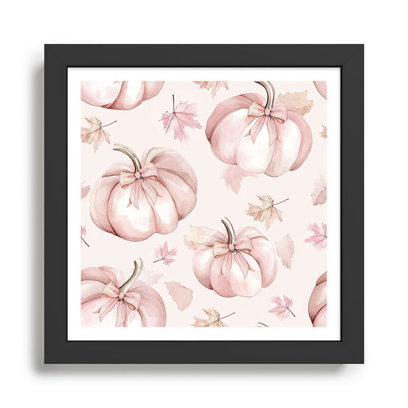 Blush Pink Autumn Fall Pumpkins Watercolor All Over Framed Art Print Gallery Image 1