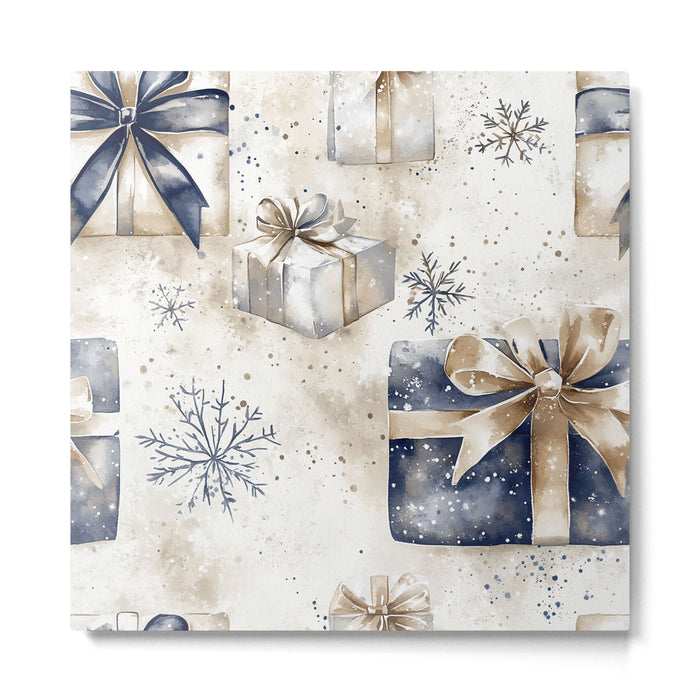 Christmas Holiday Blue Gifts Watercolor Illustration Metal Print Gallery Image 1