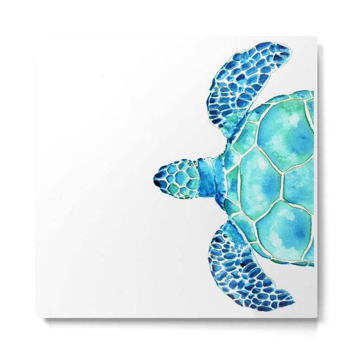 Coastal. Sea turtle. Watercolor. Metal Print Gallery Image 1