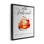 Cocktail Recipe. Old Fashioned. Framed Canvas Print Gallery Image 2