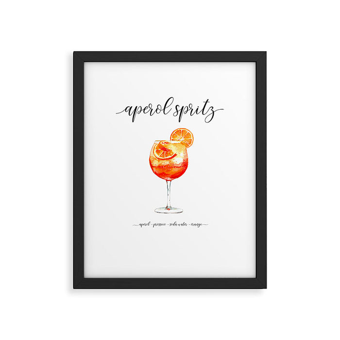 Cocktail Recipes. Aperol Spritz. Framed Art Print Gallery Image 1