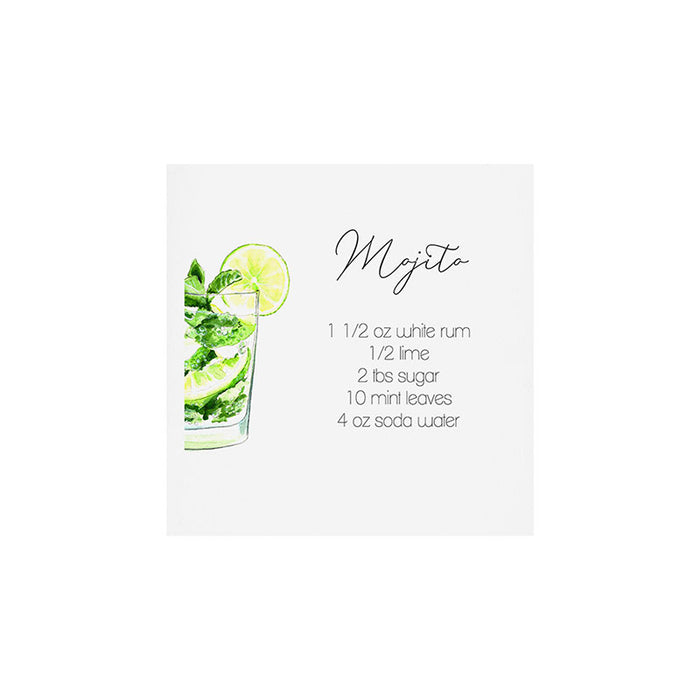 Cocktail Recipes. Mojito. Square Art Print Gallery Image 1