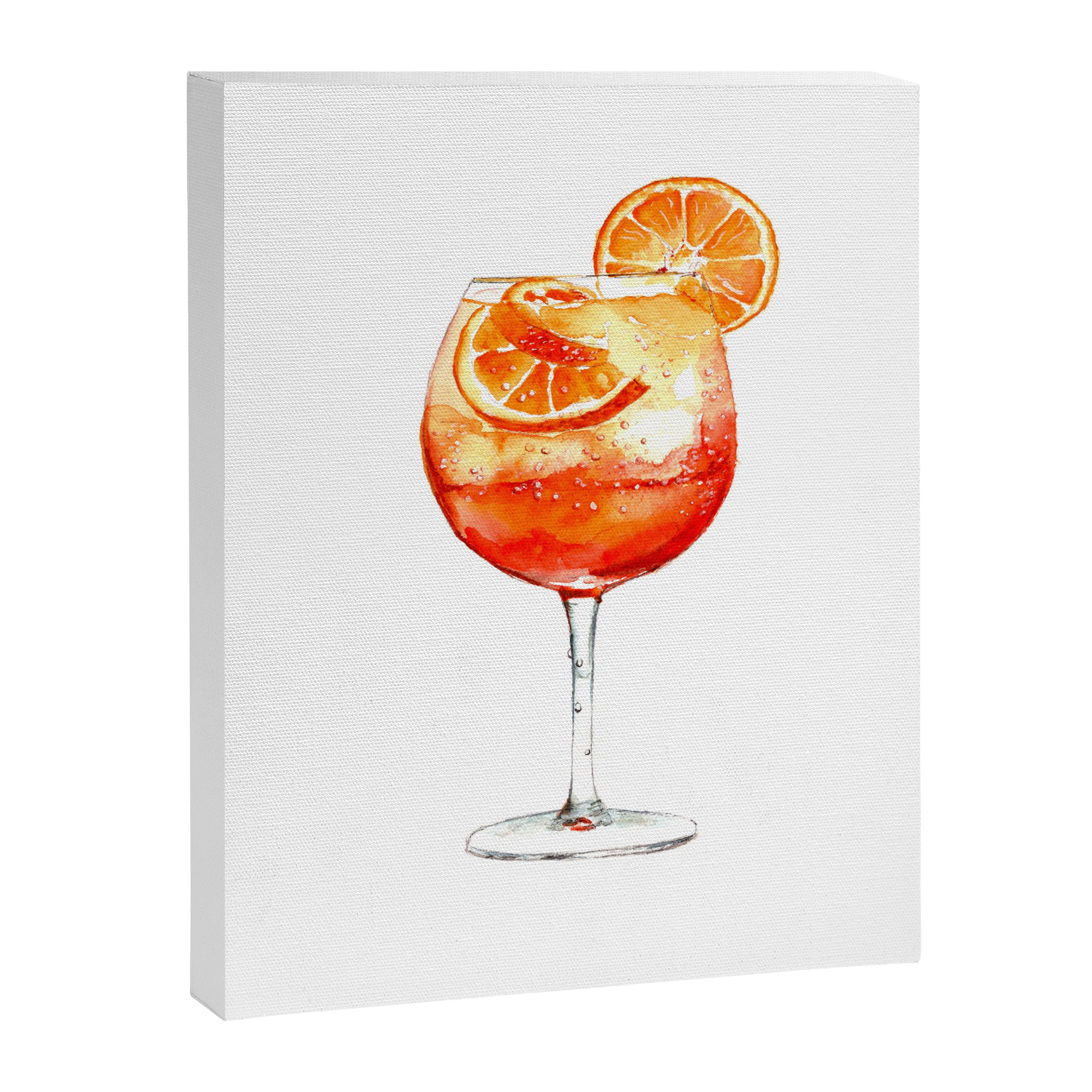 Cocktails. Aperol Spritz. Watercolor Painting. Canvas Print Gallery Image 6