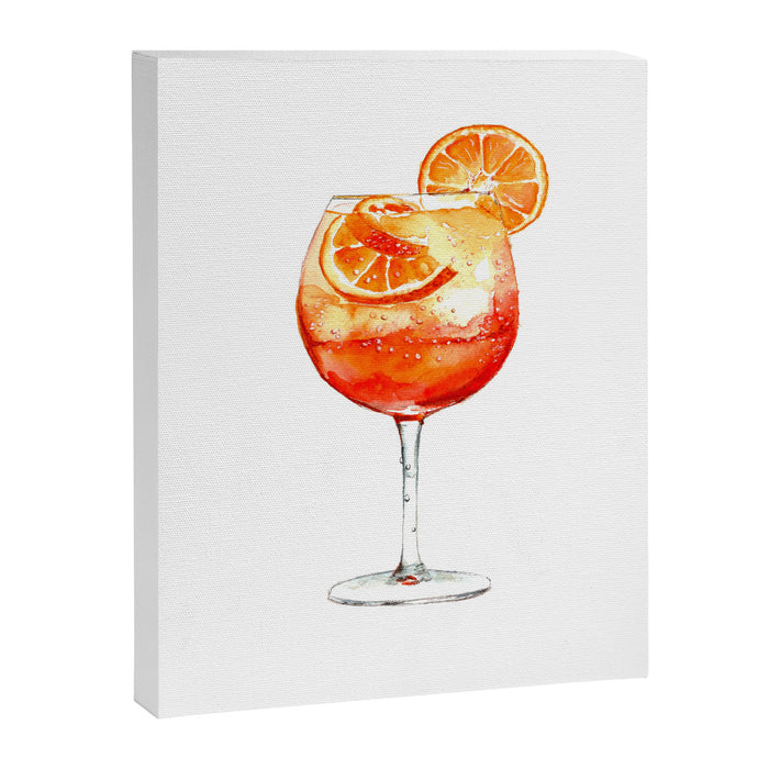 Cocktails. Aperol Spritz. Watercolor Painting. Canvas Print Gallery Image 1