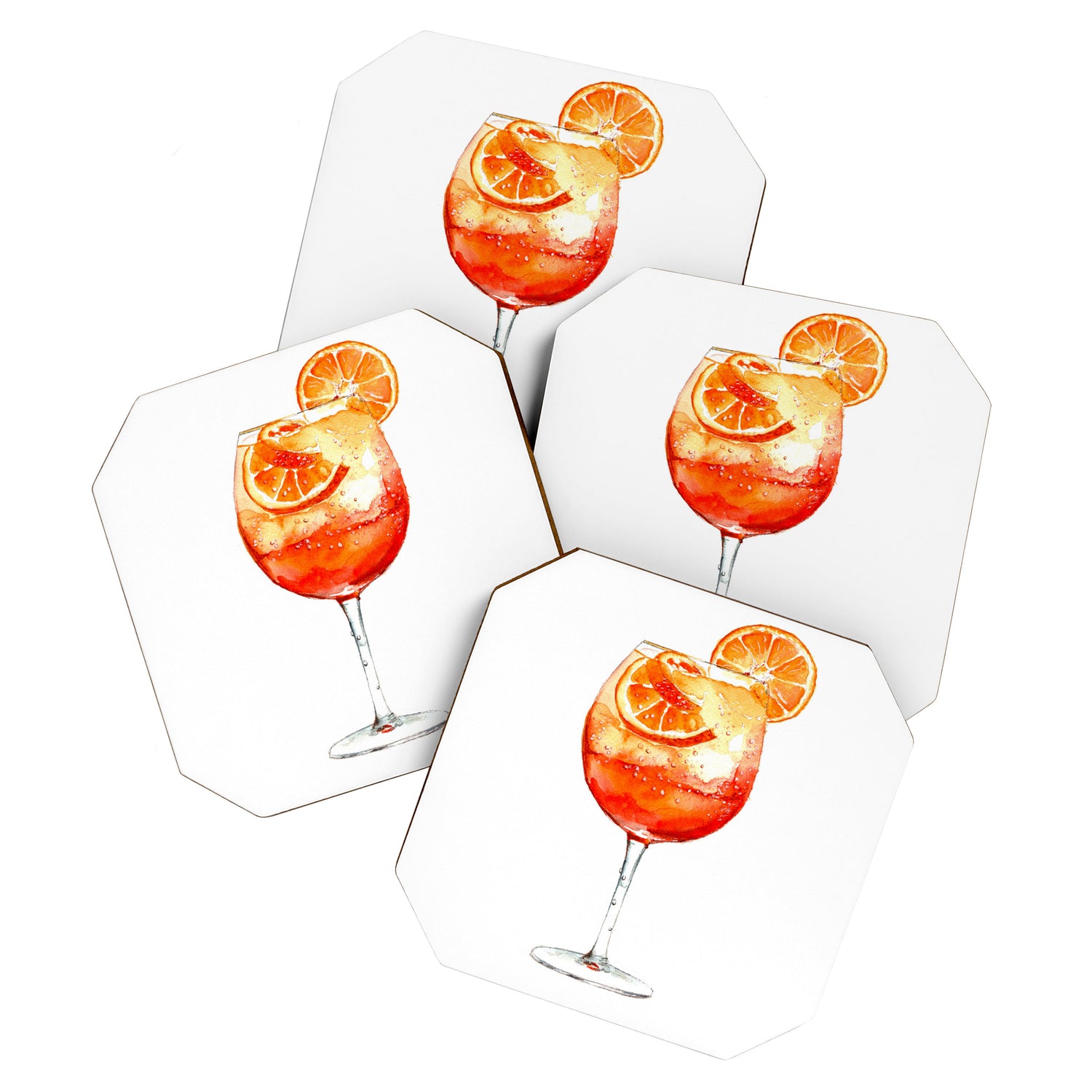 Cocktails. Aperol Spritz. Watercolor Painting. Coaster Gallery Image 1