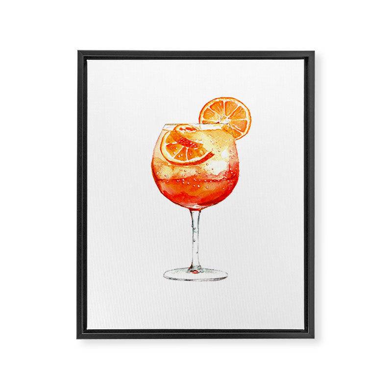 Cocktails. Aperol Spritz. Watercolor Painting. Framed Canvas Print Gallery Image 6