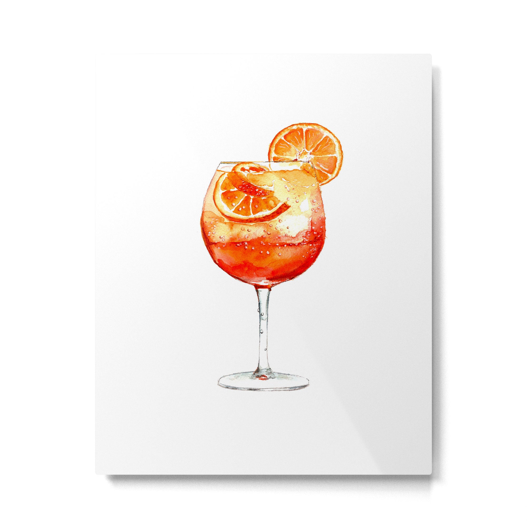 Cocktails. Aperol Spritz. Watercolor Painting. Metal Print Gallery Image 4