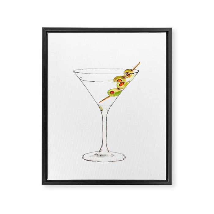 Cocktails. Martini. Watercolor Painting. Framed Canvas Print Gallery Image 1