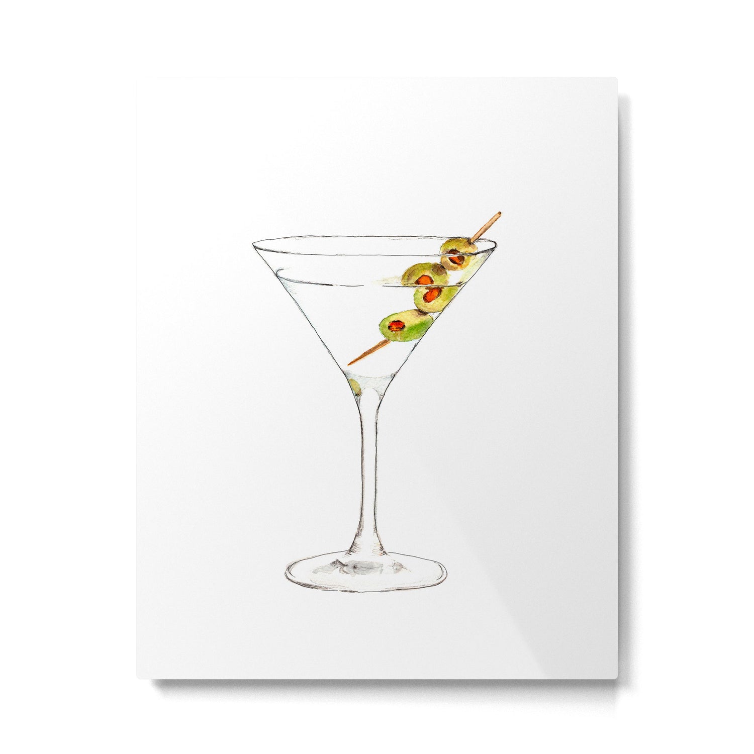 Cocktails. Martini. Watercolor Painting. Metal Print Gallery Image 4