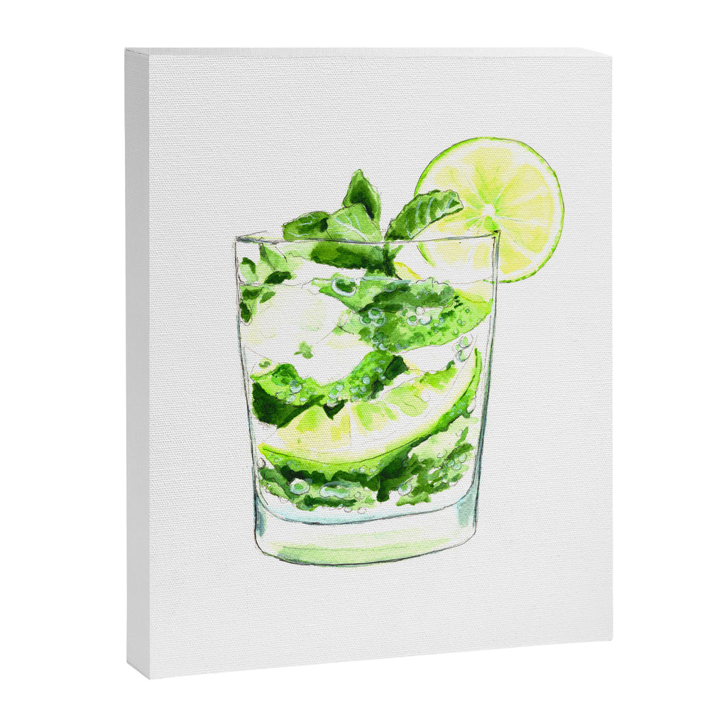 Cocktails. Mojito. Watercolor Painting. Canvas Print Gallery Image 6