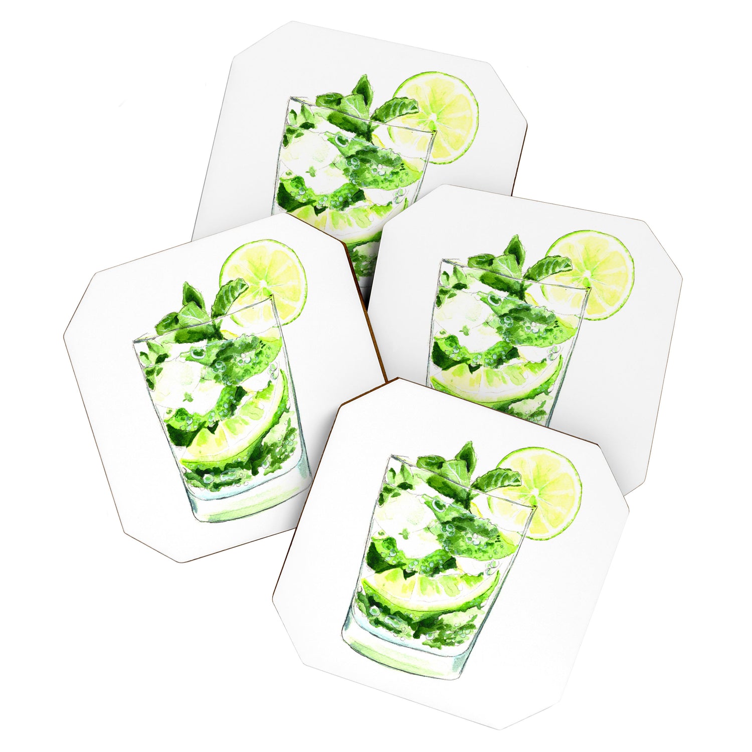 Cocktails. Mojito. Watercolor Painting. Coaster Gallery Image 1