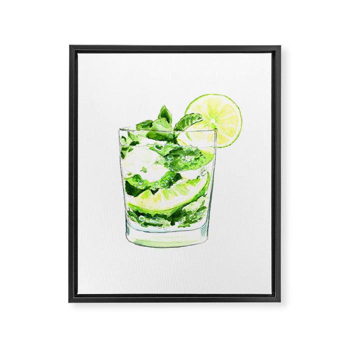 Cocktails. Mojito. Watercolor Painting. Framed Canvas Print Gallery Image 1