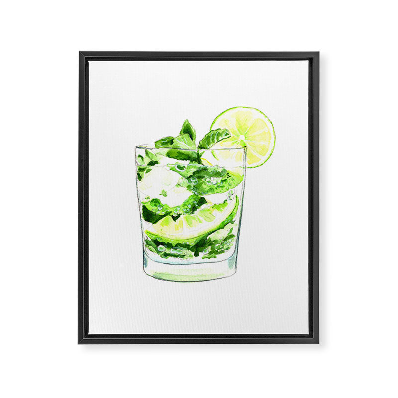 Cocktails. Mojito. Watercolor Painting. Framed Canvas Print Gallery Image 6