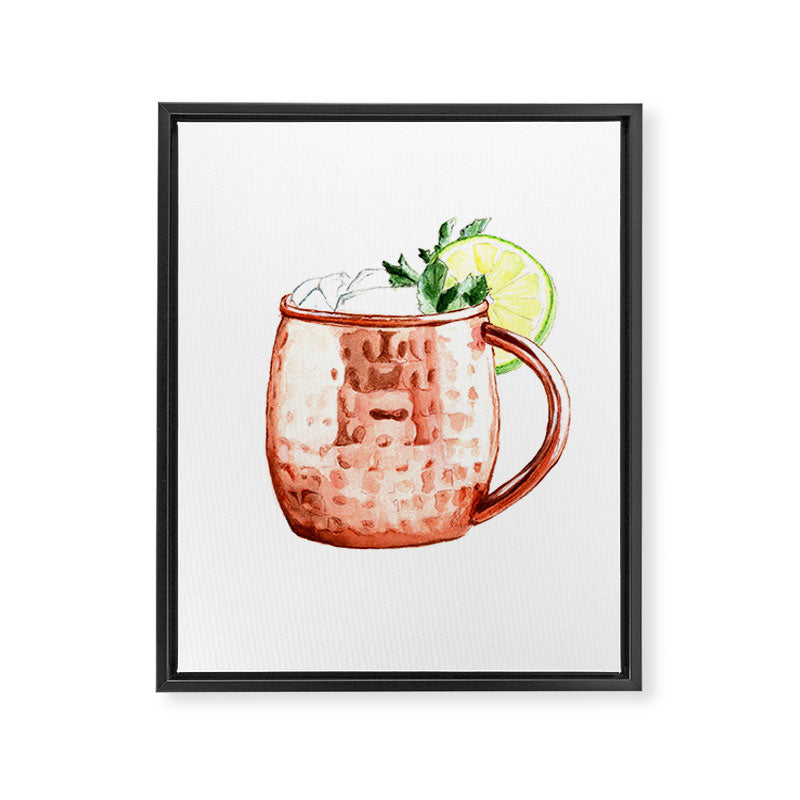Cocktails. Moscow Mule. Watercolor Painting. Framed Canvas Print Gallery Image 6