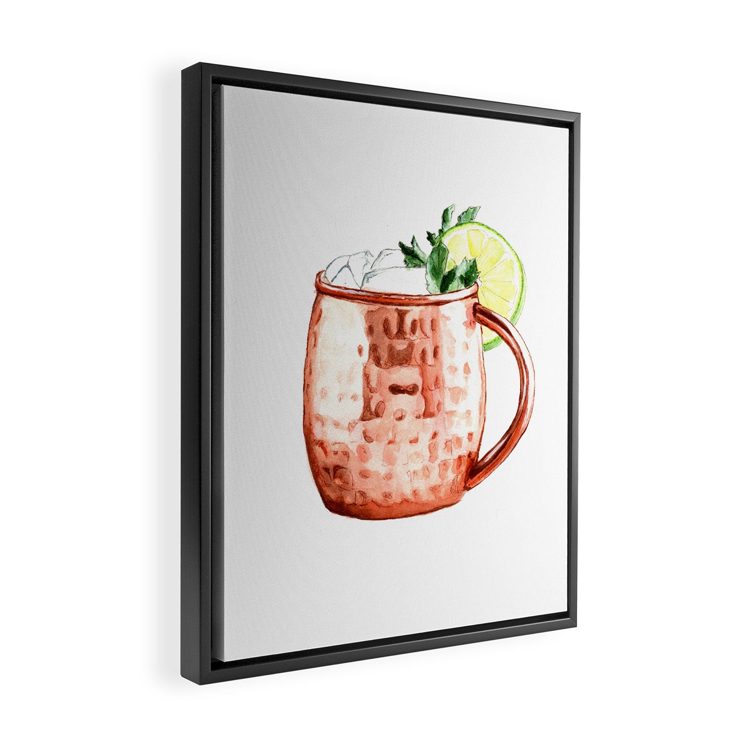 Cocktails. Moscow Mule. Watercolor Painting. Framed Canvas Print Gallery Image 2