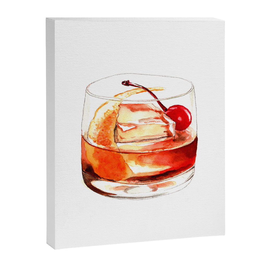 Cocktails. Old Fashioned. Watercolor Painting. Canvas Print Gallery Image 6