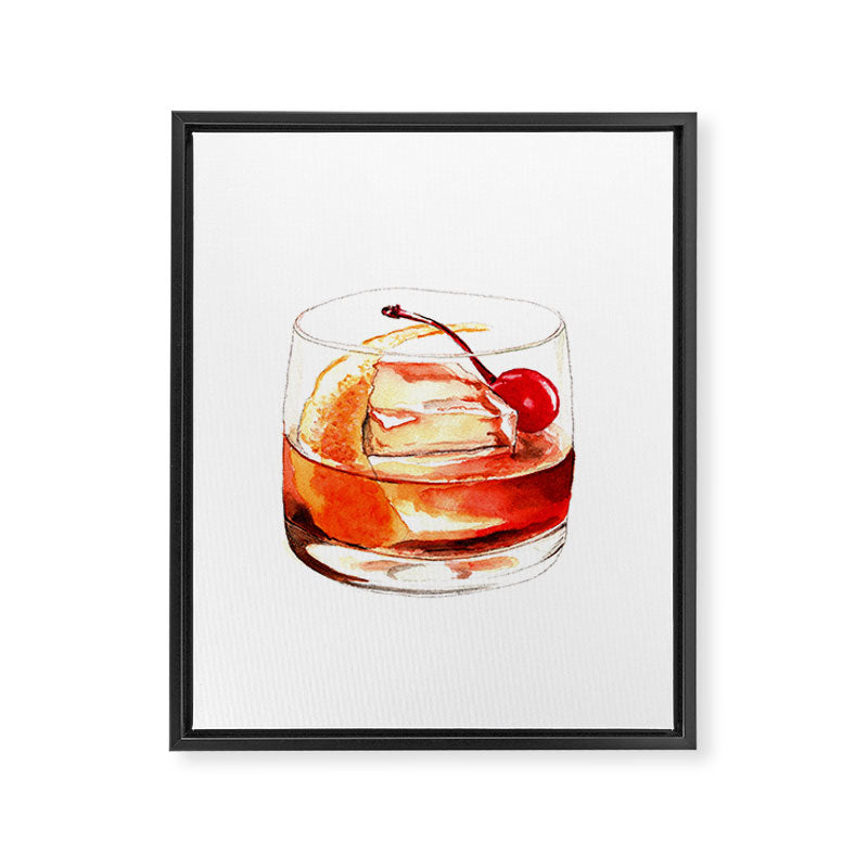 Cocktails. Old Fashioned. Watercolor Painting. Framed Canvas Print Gallery Image 6