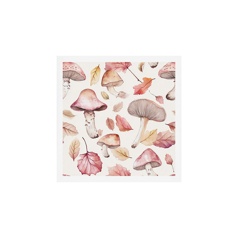 Fall Autumn Leaves and Mushroom Watercolor All Over Art Print Gallery Image 1