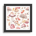 Fall Autumn Leaves and Mushroom Watercolor All Over Framed Art Print Gallery Image 1