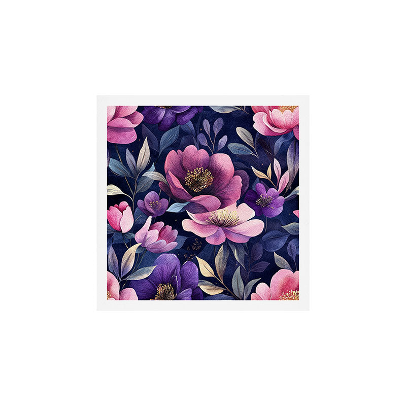 Large Pink Purple Poppies Peonies Flowers Watercolor All Over Art Print Gallery Image 1