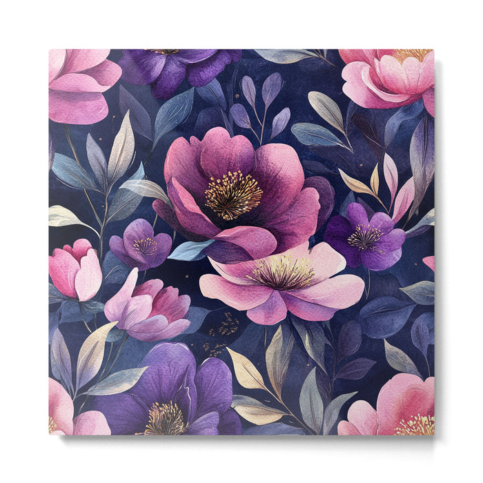 Large Pink Purple Poppies Peonies Flowers Watercolor All Over Metal Print Gallery Image 1