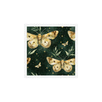 Large Watercolor Moths on Dark Green Background Art Print Gallery Image 1