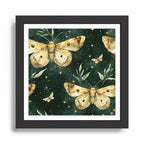 Large Watercolor Moths on Dark Green Background Framed Art Print Gallery Image 1