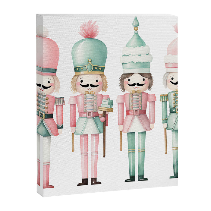 Mint and Pink Watercolor Nutcracker Soldiers Canvas Print Gallery Image 1