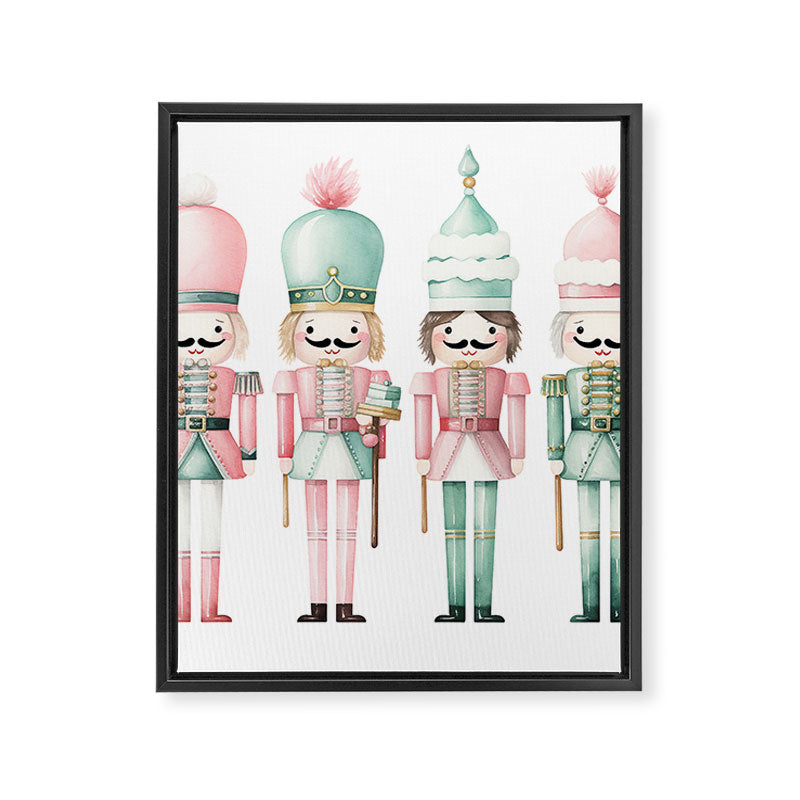Mint and Pink Watercolor Nutcracker Soldiers Framed Canvas Print Gallery Image 8