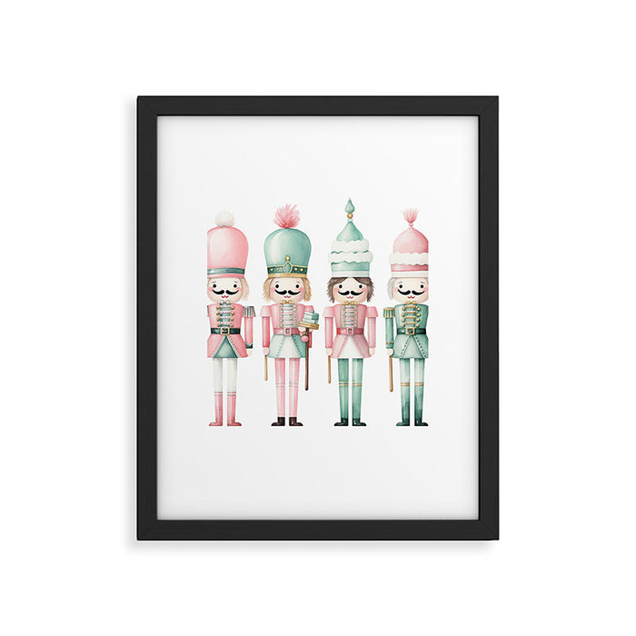 Mint and Pink Watercolor Nutcracker Soldiers Framed Art Print Gallery Image 1