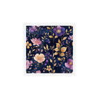 Night Garden Purple Pink Gold Watercolor Flowers and Leaves All Over Art Print Gallery Image 1
