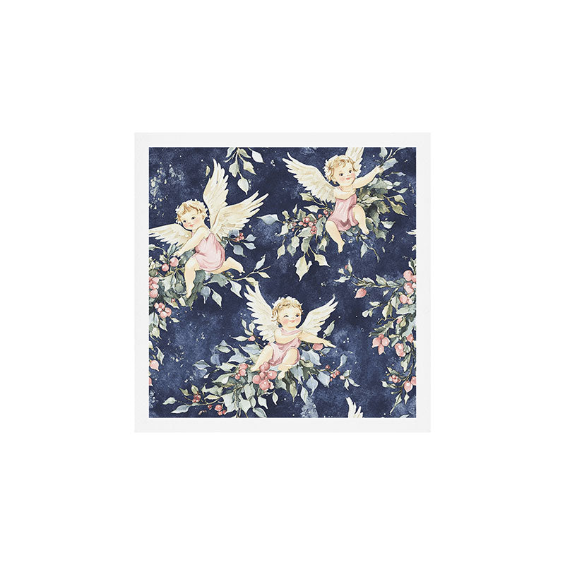 Pink Blue Holiday Cherubs Watercolor Illustration Art Print Gallery Image 1