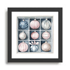 Pink Blue Watercolor Christmas Ornaments Framed Art Print Gallery Image 1