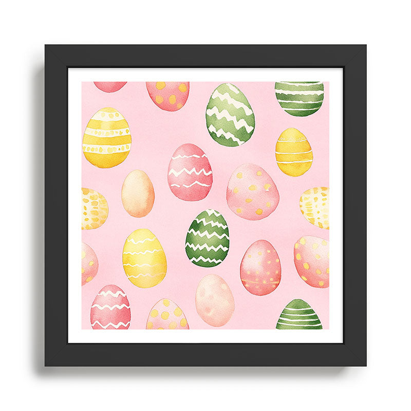 Pink Watercolor Painted Easter Eggs All Over Framed Art Print Gallery Image 1