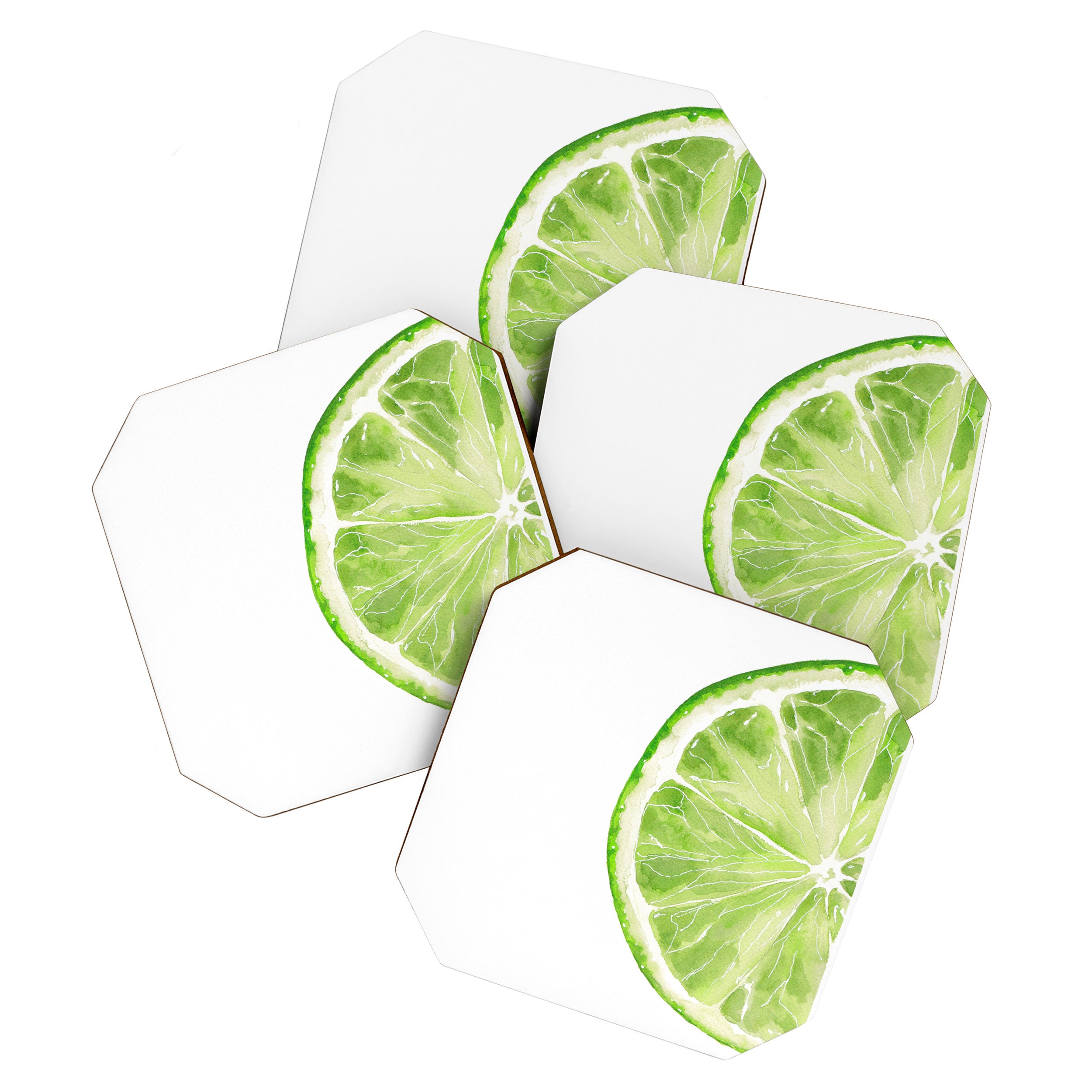 Tutti Frutti Lime Watercolor Painting Coaster Gallery Image 1