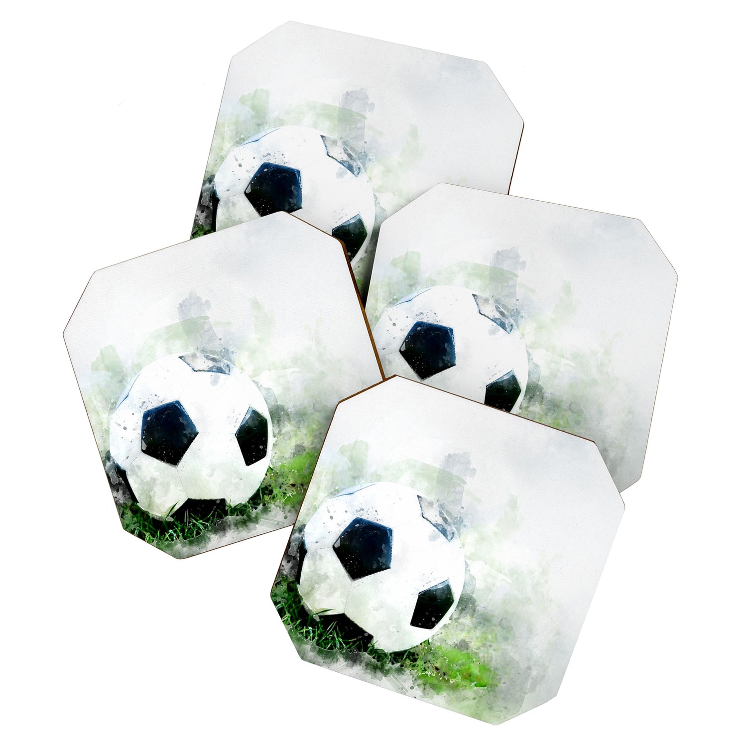 Watercolor soccer ball Coaster Gallery Image 1
