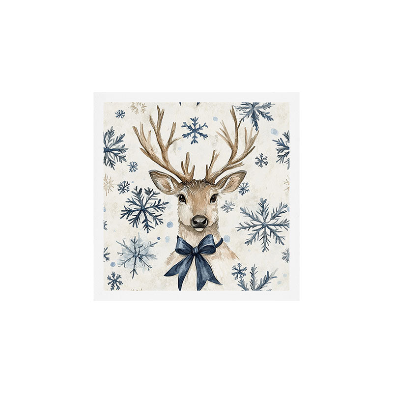 Winter Blue Deer Christmas Watercolor Illustration Art Print Gallery Image 1
