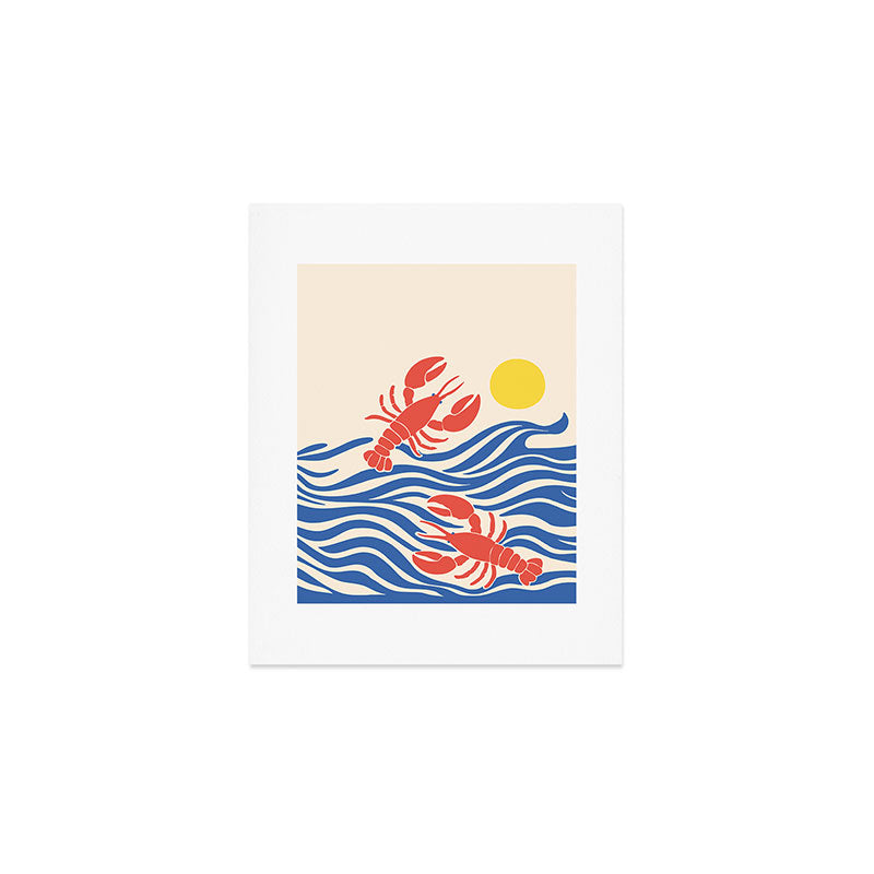 Lobsters Frolicking in the Ocean Waves Art Print Gallery Image 1