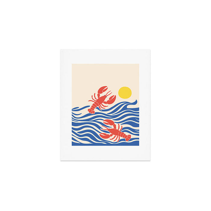 Lobsters Frolicking in the Ocean Waves Art Print Gallery Image 1