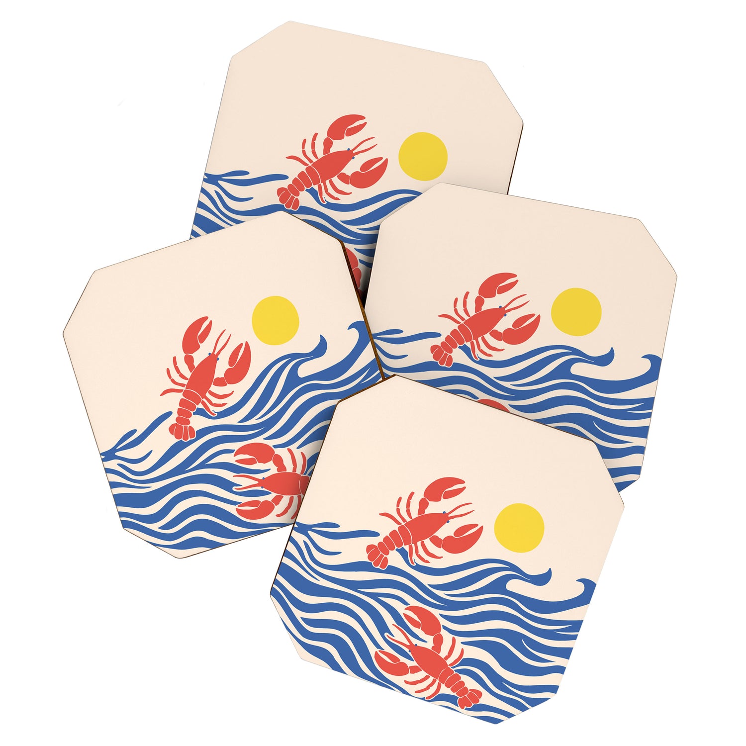 Lobsters Frolicking in the Ocean Waves Coaster Gallery Image 1