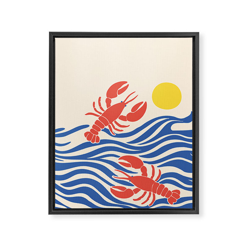 Lobsters Frolicking in the Ocean Waves Framed Canvas Print Gallery Image 6