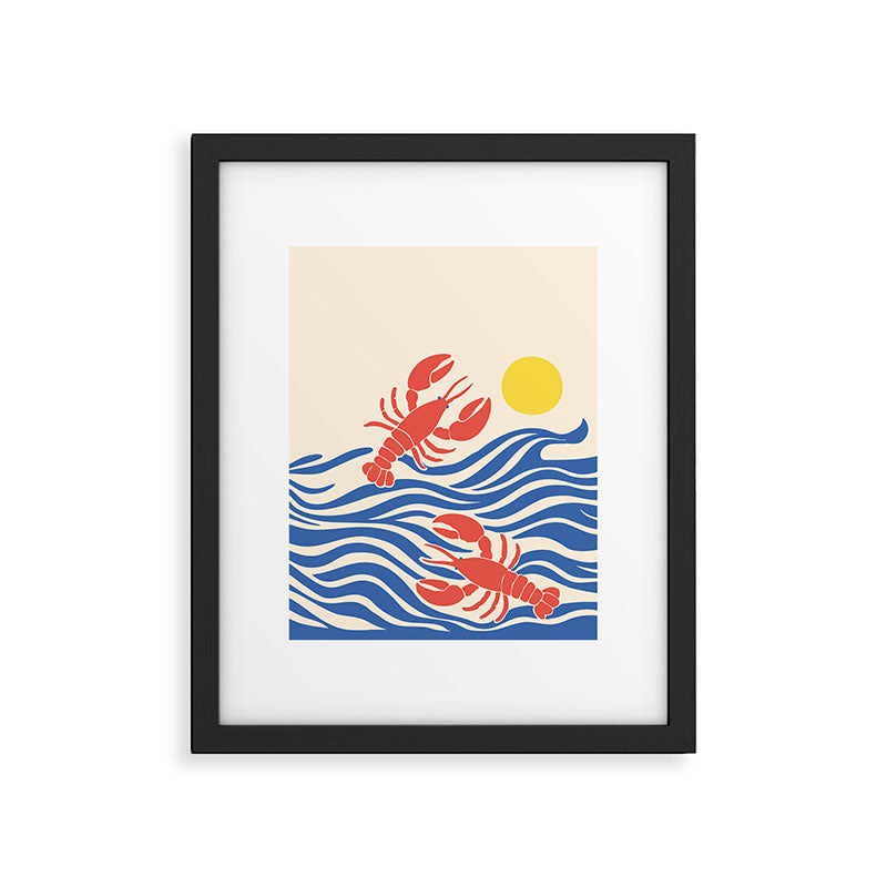 Lobsters Frolicking in the Ocean Waves Framed Art Print Gallery Image 5