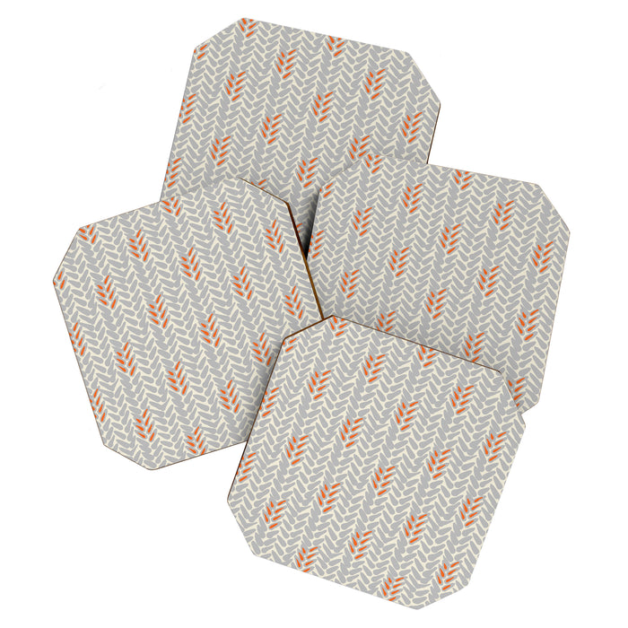 Orange and Grey Wheat Pattern Coaster Gallery Image 1
