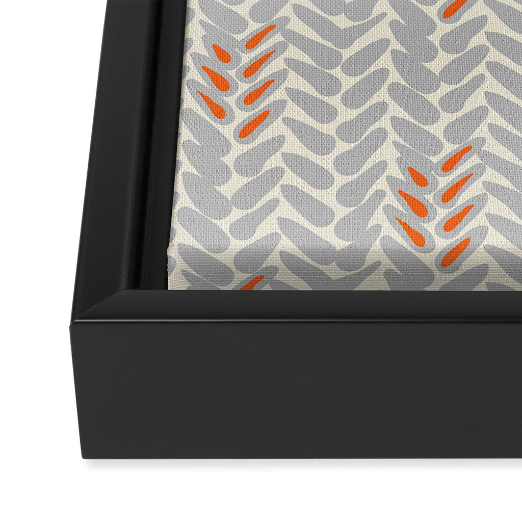 Orange and Grey Wheat Pattern Framed Canvas Print Gallery Image 3