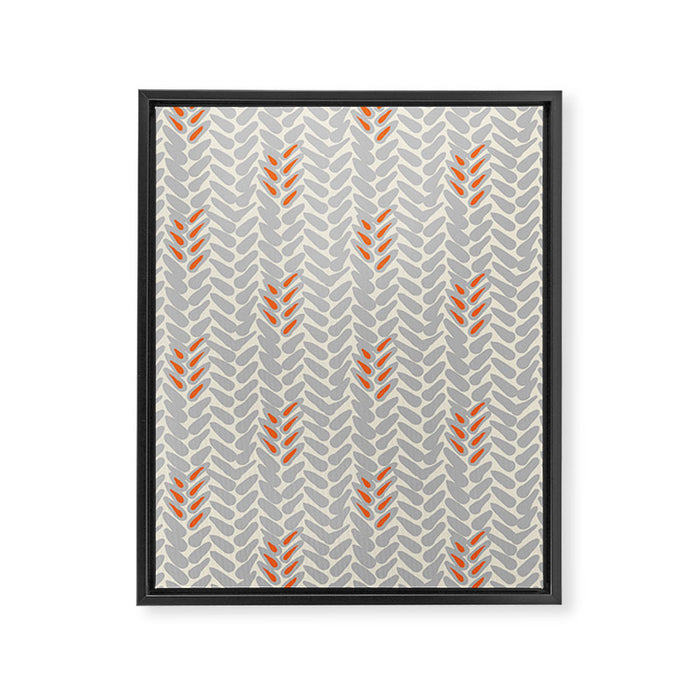 Orange and Grey Wheat Pattern Framed Canvas Print Gallery Image 1
